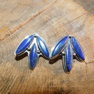 Triple Lapis Fine Sterling Earrings Handmade